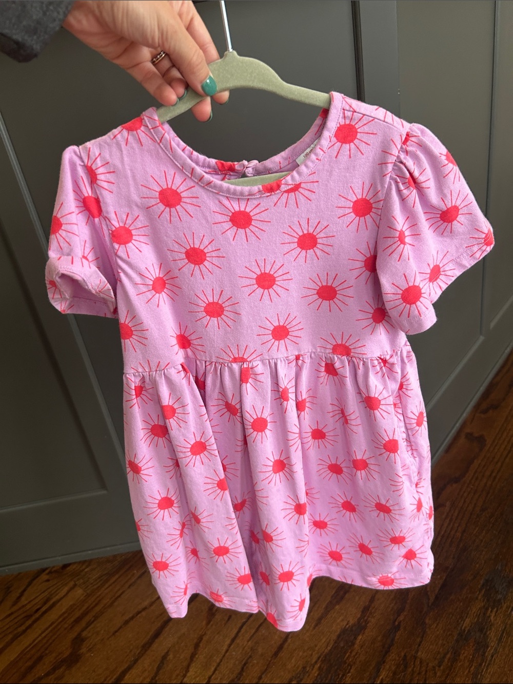 Hanna Andersson Pink Dress with Red Sun Motif